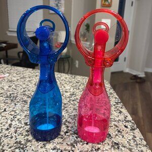 Two O2COOL Handheld Misting Portable Battery Fans Fan